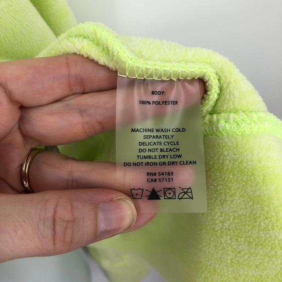 Calvin Klein Performance Womens Fleece Jacket Size M Neon Yellow Hooded Full Zip - Picture 9 of 10